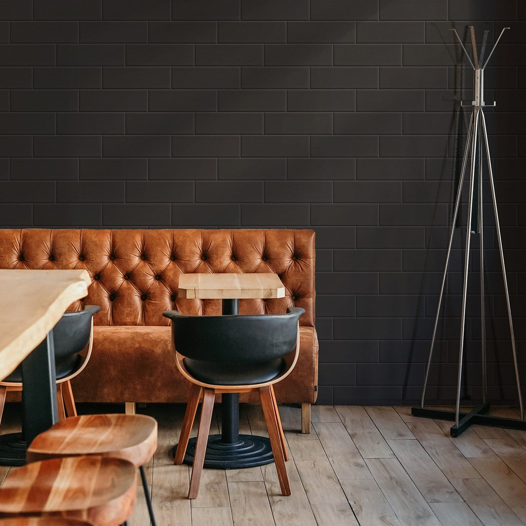 CommodiTile-Carrollton-4"-x-12"-Pressed-Gloss-Ceramic-Wall-Tile-Charcoal-Gloss