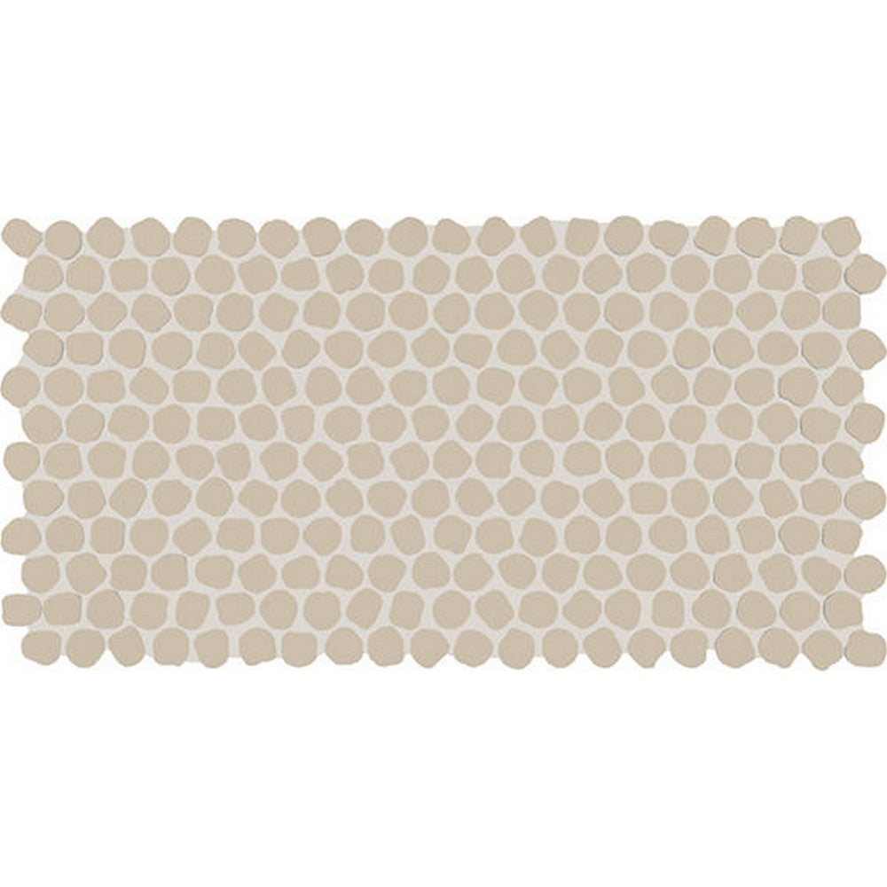 Daltile-Keystone-12-x-22-Matte-Porcelain-1-Organic-Penny-Mosaic-Almond