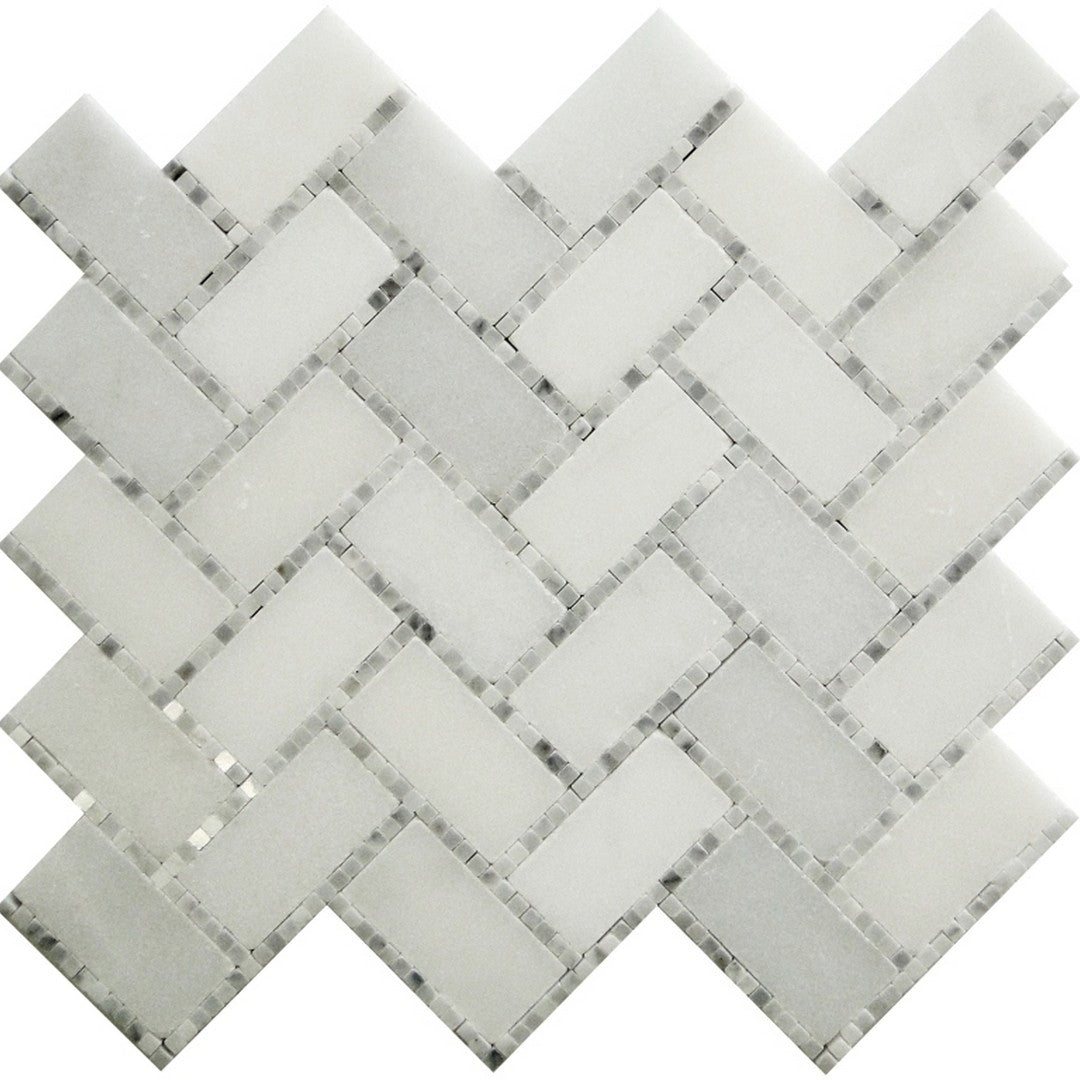 MiR Dc Metro 9.8" x 10.8" Polished Natural Stone Herringbone Mosaic