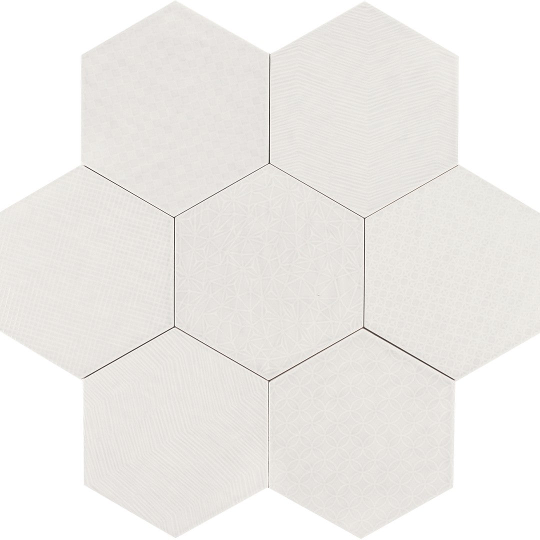 Tesoro Albatross Hex 7" x 8" Matte Hexagon Deco Ceramic Tile