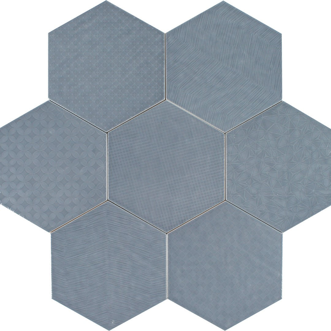 Tesoro Albatross Hex 7" x 8" Glossy Hexagon Deco Ceramic Tile