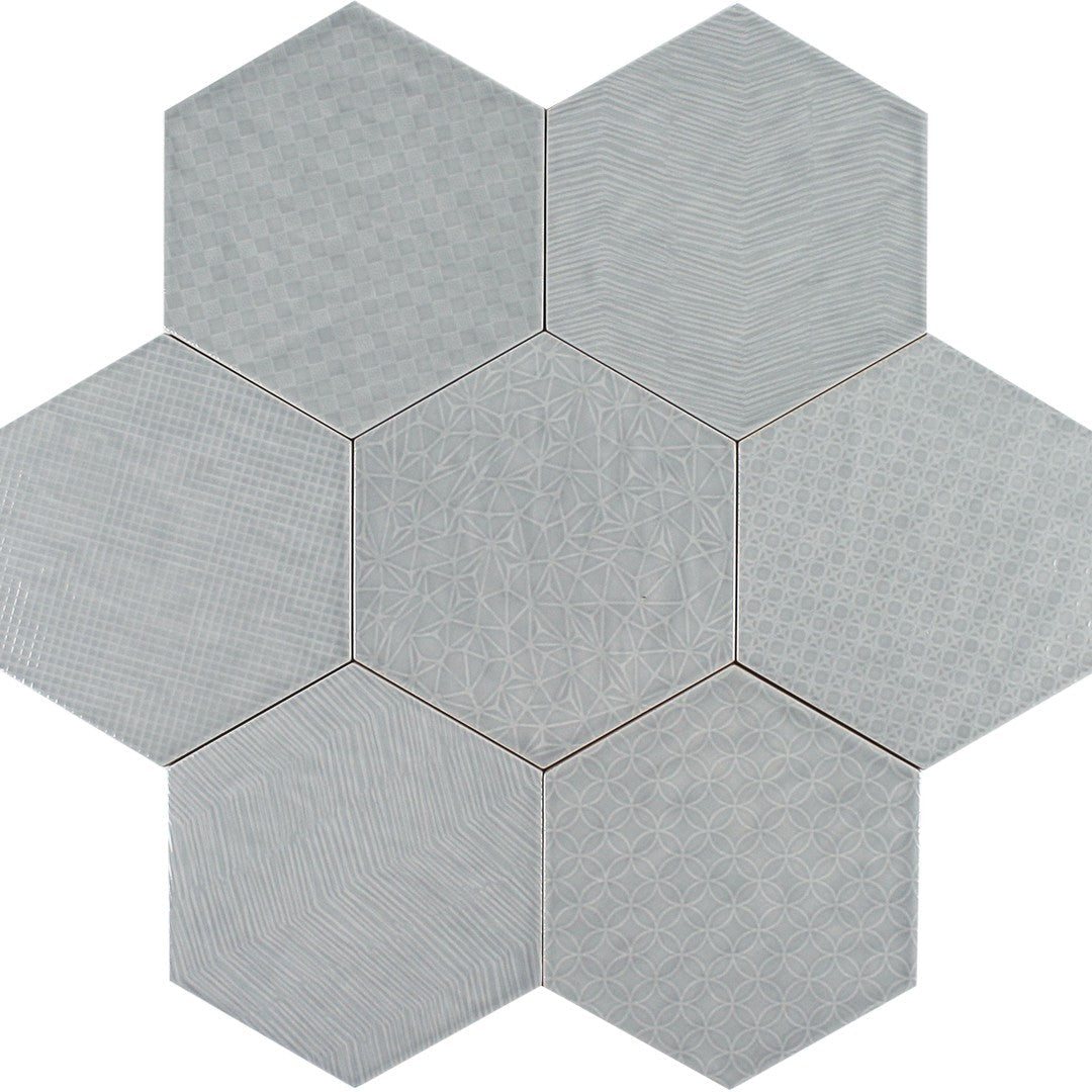 Tesoro Albatross Hex 7" x 8" Matte Hexagon Deco Ceramic Tile