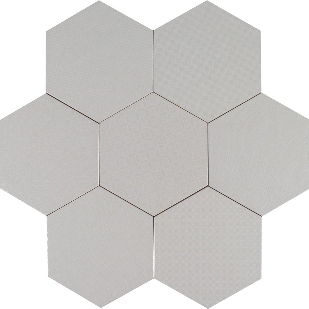 Tesoro Albatross Hex 7" x 8" Matte Hexagon Deco Ceramic Tile