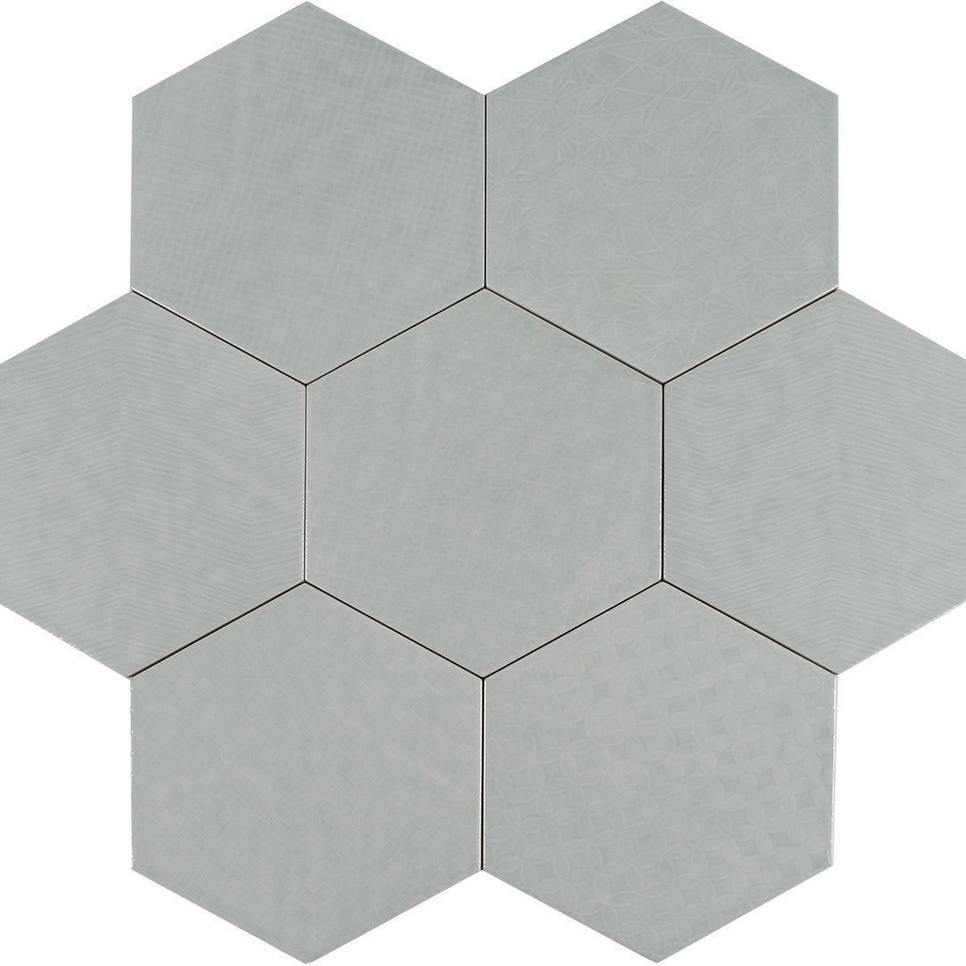 Tesoro Albatross Hex 7" x 8" Glossy Hexagon Deco Ceramic Tile