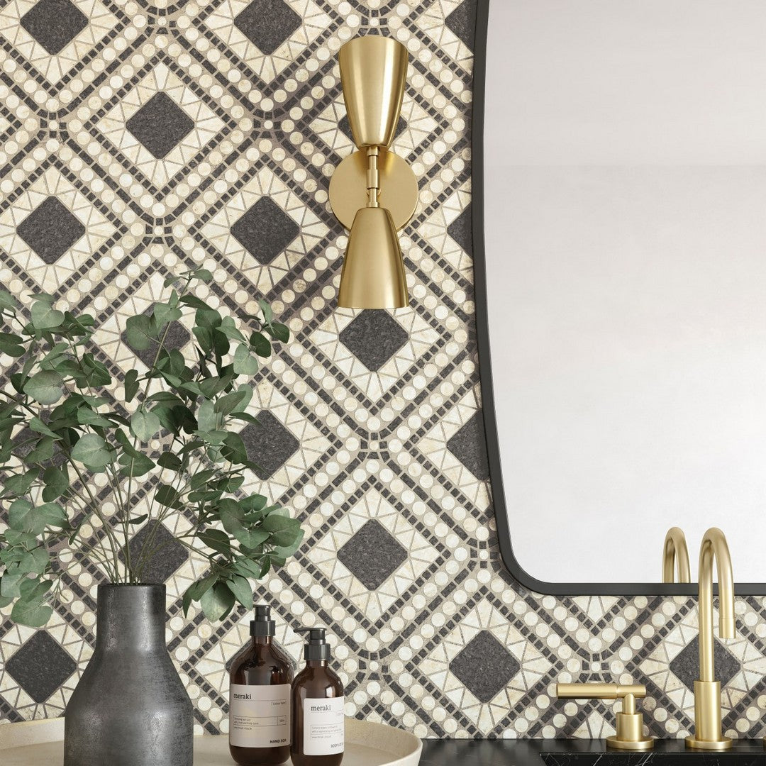 Bedrosians Atrium Marble Honed Mosaic 15.75" x 15.75" Myra Beige | Basalt