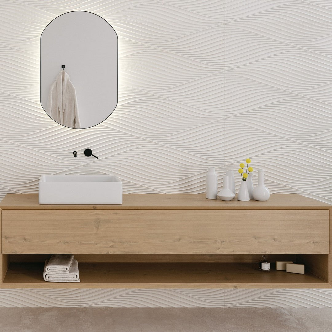 Bedrosians Donna 13" x 40" Matte Ceramic Wave Deco Field Tile