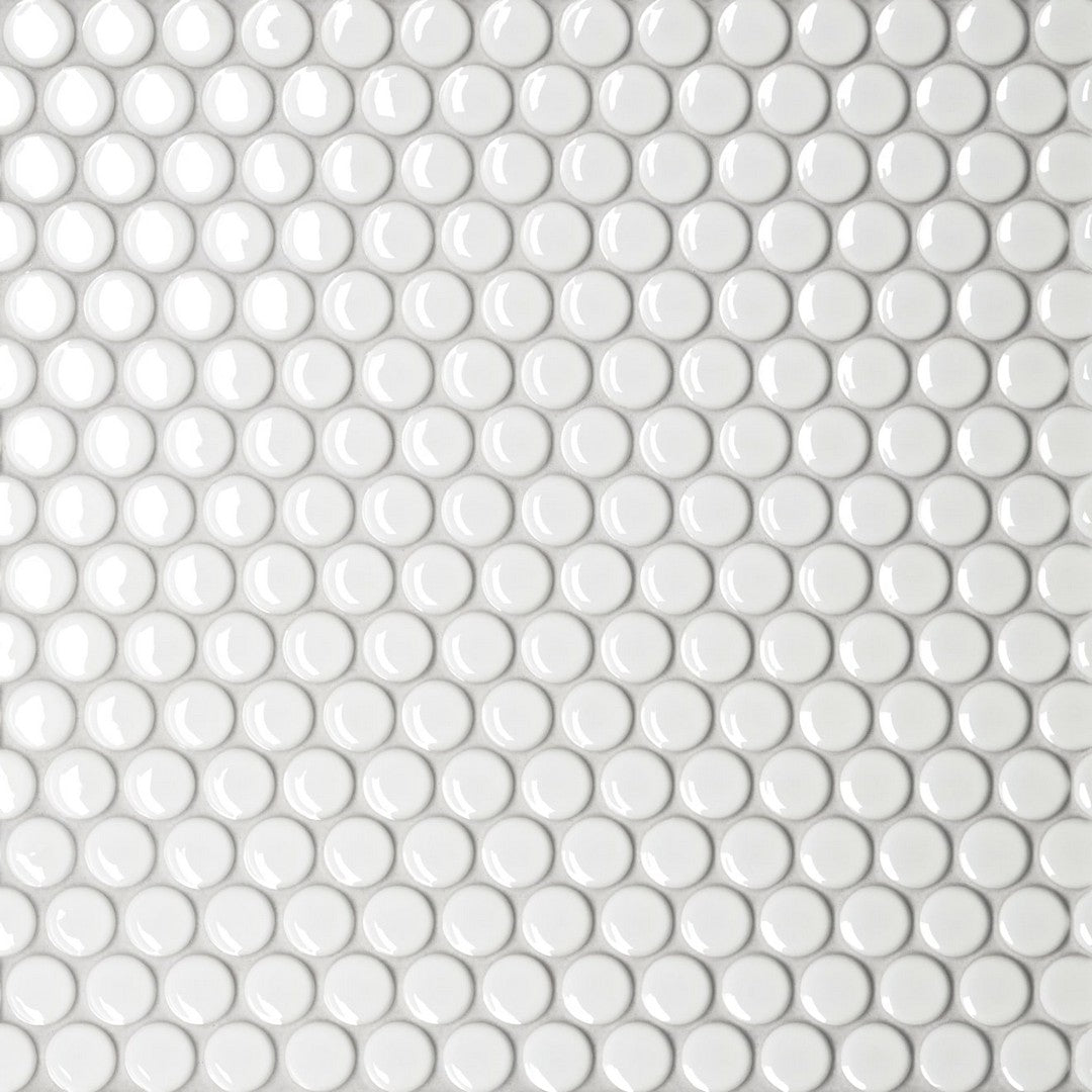 Bedrosians Le Cafe 11.44" x 12.38" Glossy Porcelain Penny Round 0.75" Mosaic