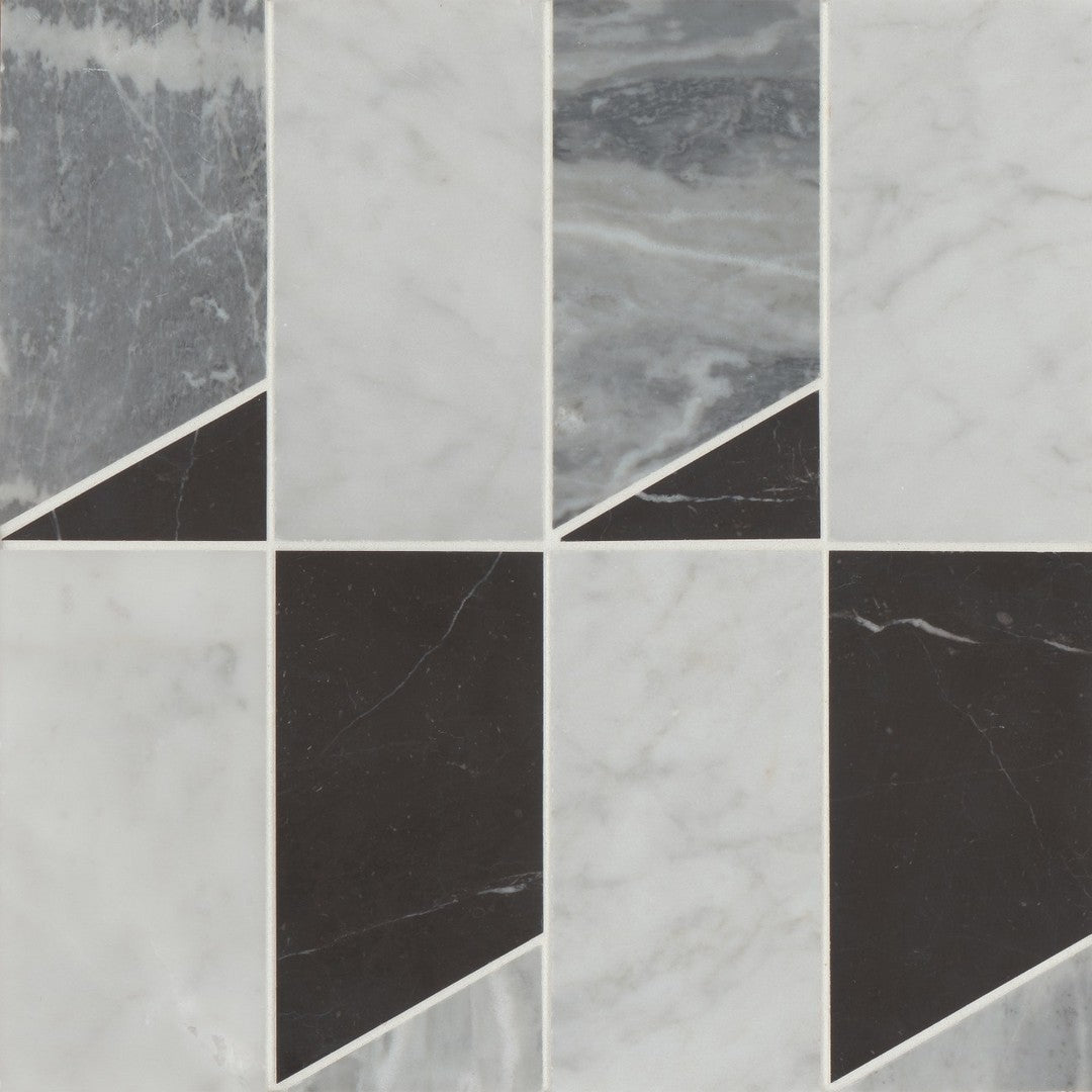 Bedrosians Modni 12" x 12" Jett Honed Marble Mosaic