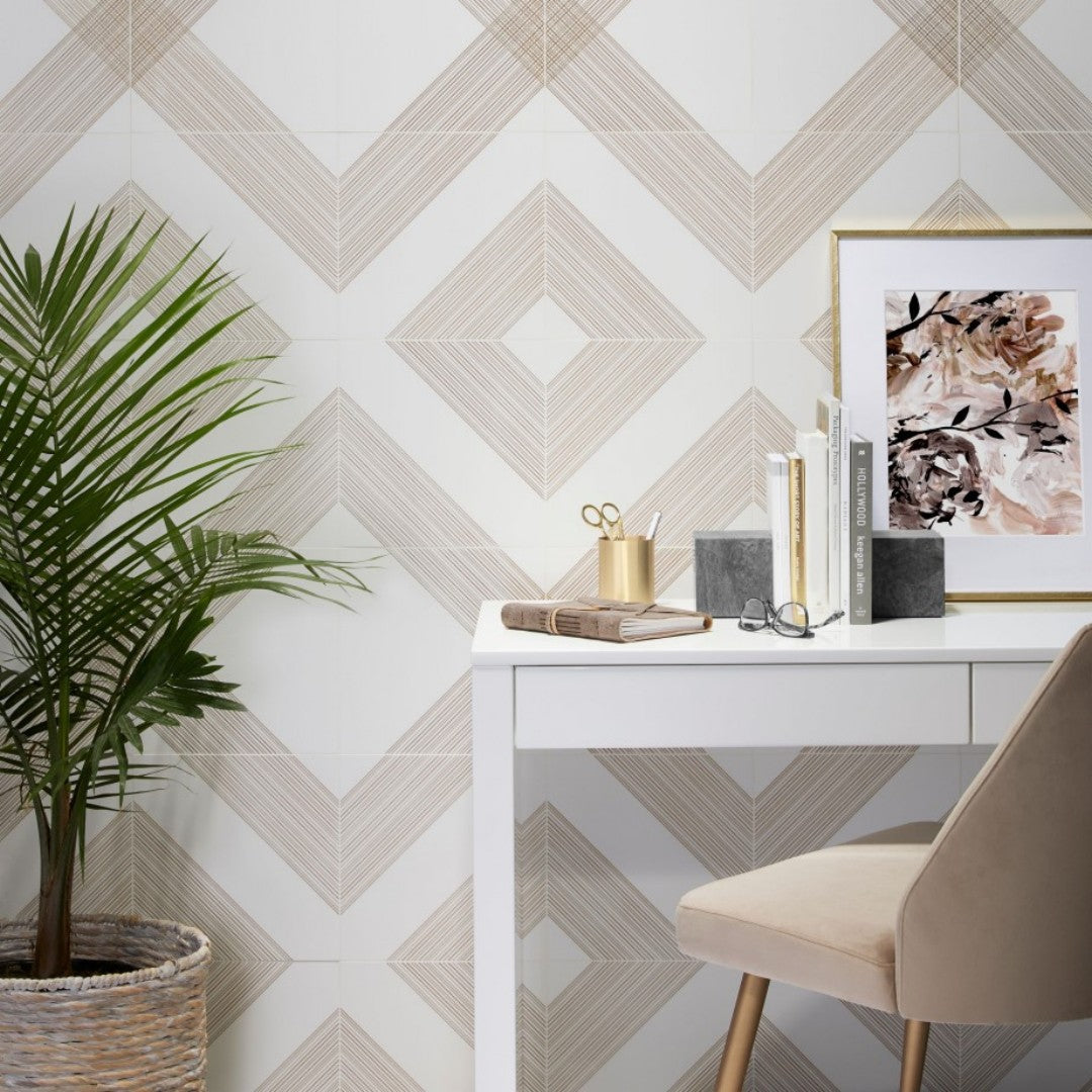 Decortiles-Outline-12-x-12-Satin-1-Double-Diagonal-Pattern-Ceramic-Deco-Wall-Tile-White-Gold