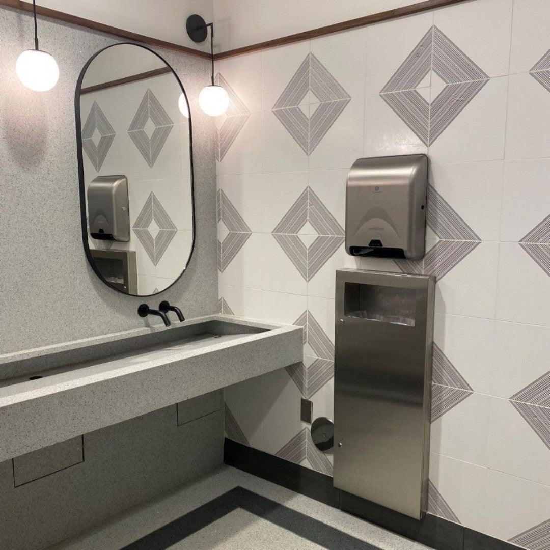 Decortiles-Outline-12-x-12-Satin-3-Single-Diagonal-Pattern-Ceramic-Deco-Wall-Tile-White-Silver