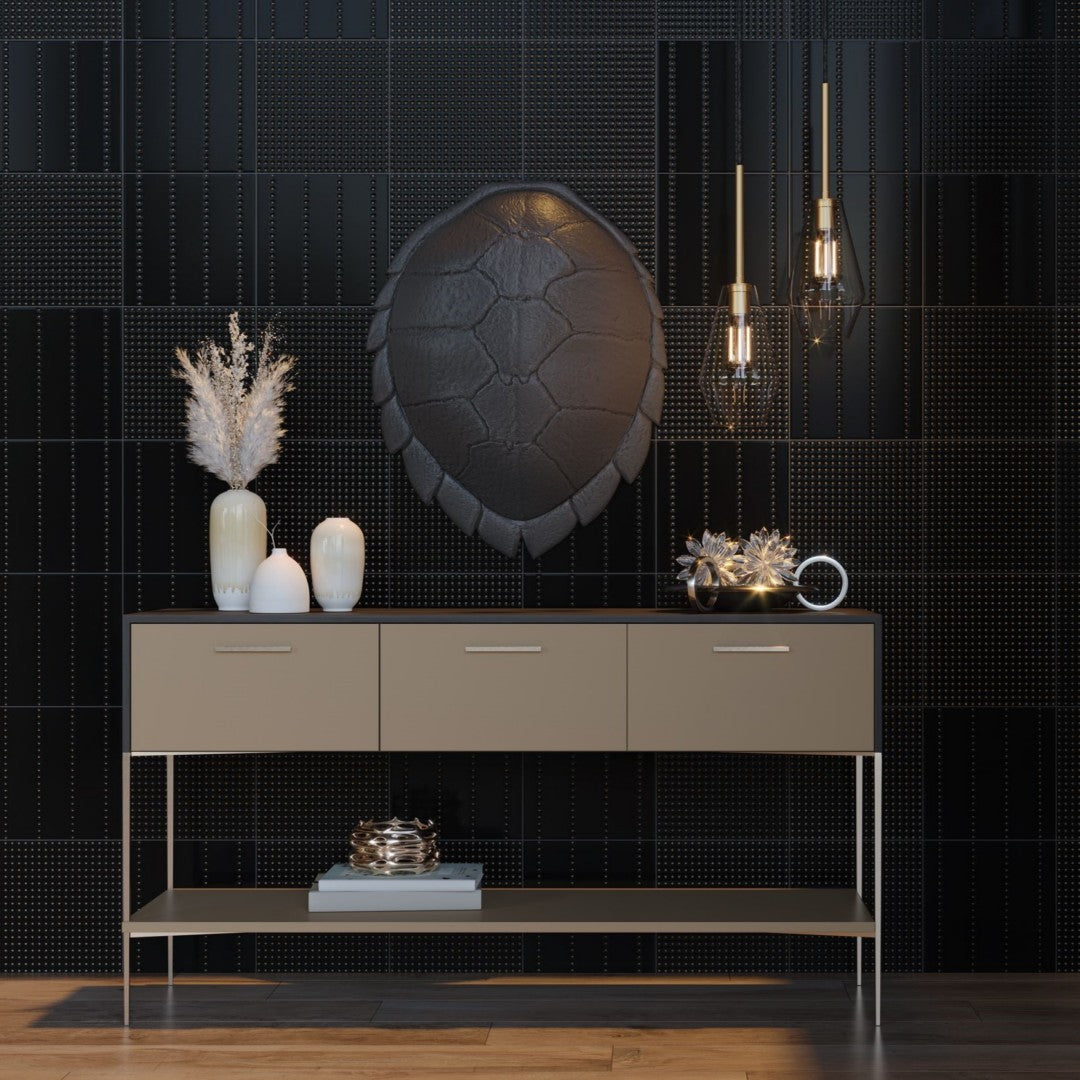 Decortiles-Pixel-12-x-12-Satin-1-Dot-Ceramic-Deco-Wall-Tile-Black