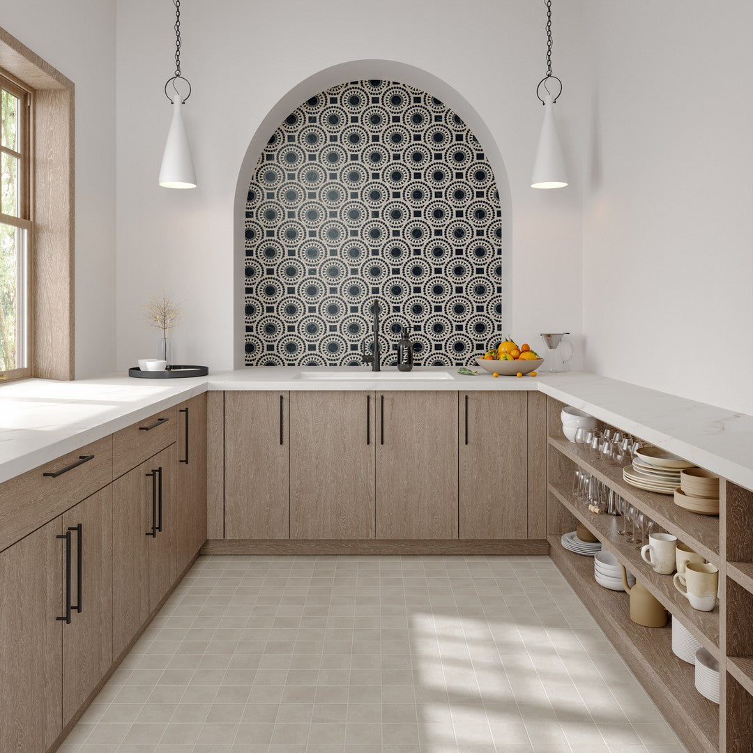 Bedrosians-Solis-14.25-x-14.25-Solis-Honed-Marble-Blend-Mosaic-Tile-Nero-Marquina-Bardiglio-Myra-Beige