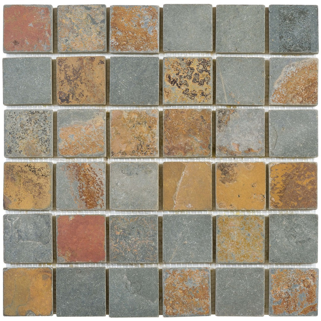 Bati Orient White & Grey Marble Classic 12" x 12" Slate 2" Mosaic