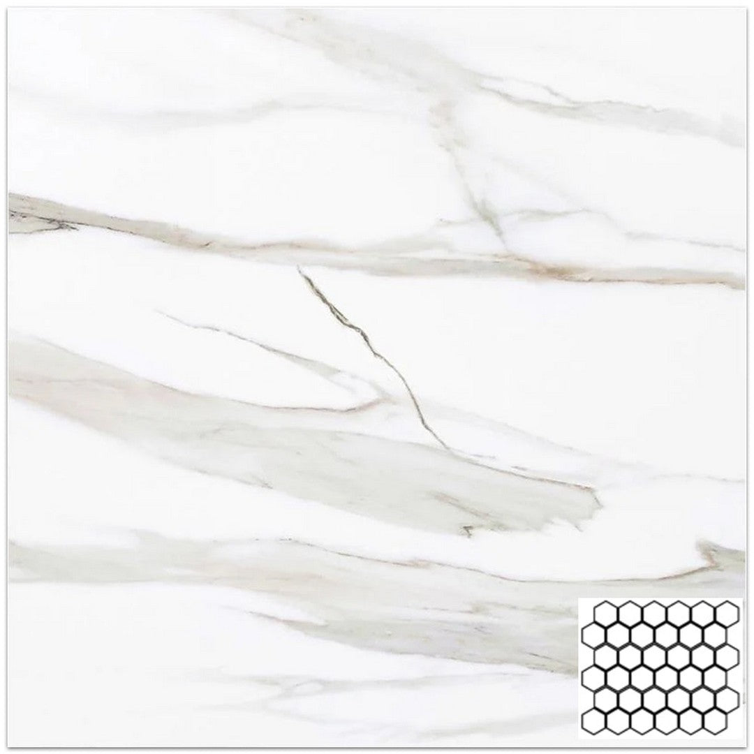 Tesoro Vintage 10.5" x 12" Matte 2" Hexagon Porcelain Mosaic