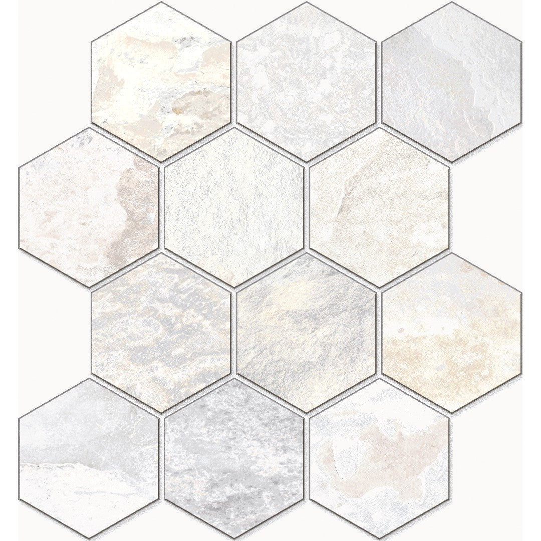 Edimax Astor More 12" x 13" Natural Porcelain 4" Hexagon Mosaic