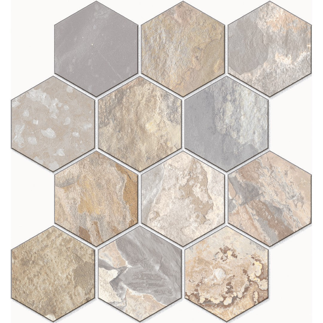 Edimax Astor More 12" x 13" Natural Porcelain 4" Hexagon Mosaic