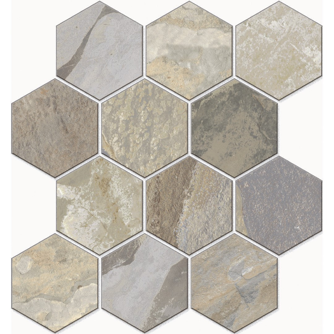 Edimax Astor More 12" x 13" Natural Porcelain 4" Hexagon Mosaic