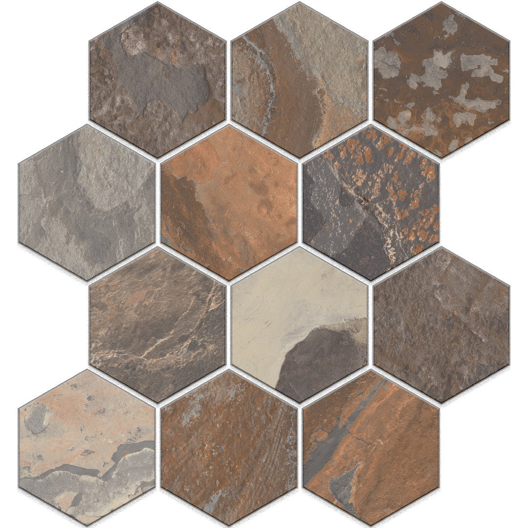 Edimax Astor More 12" x 13" Natural Porcelain 4" Hexagon Mosaic