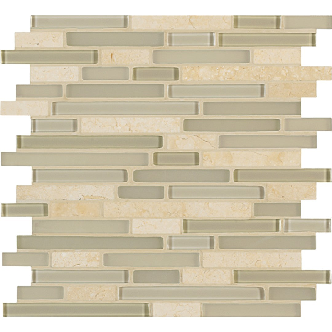 Crossville Ebb & Flow 11.75" x 13" Natural Stone and Glass Mixed Linear Mosaic