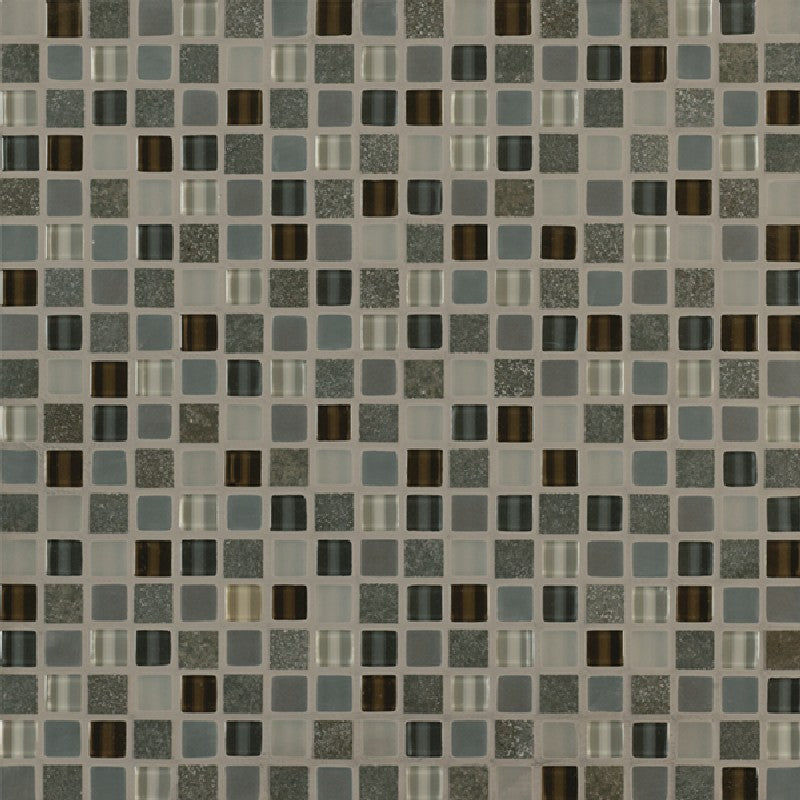 Crossville Ebb & Flow 11.75" x 11.75" Natural Stone and Glass 0.5" Mosaic