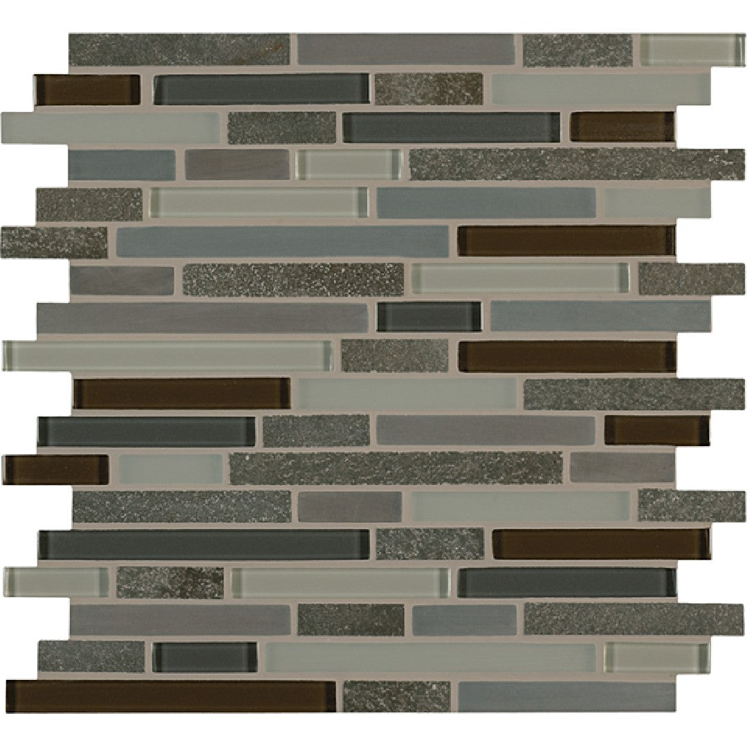 Crossville Ebb & Flow 11.75" x 13" Natural Stone and Glass Mixed Linear Mosaic