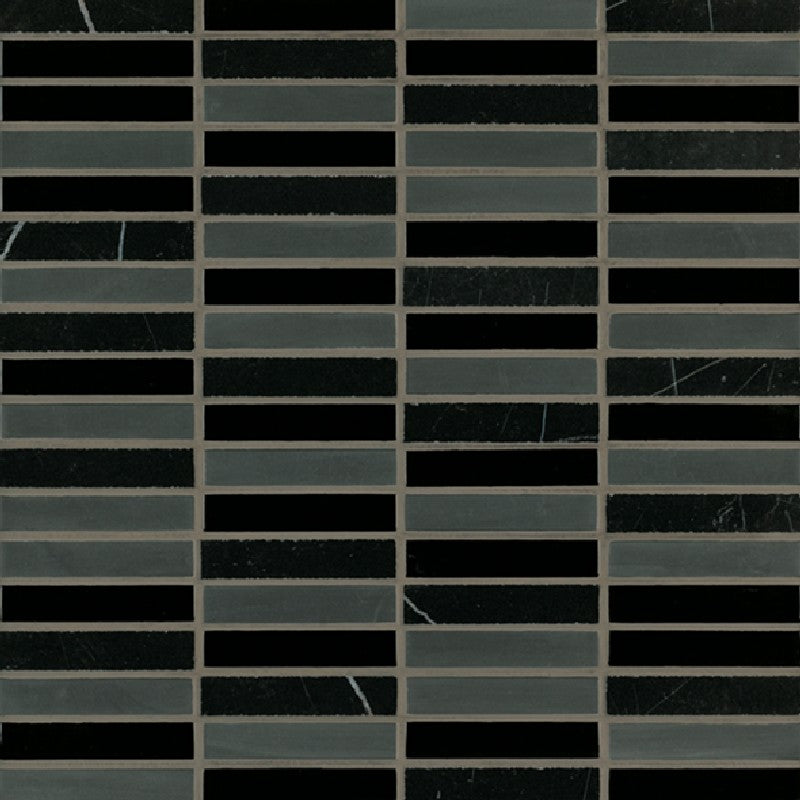 Crossville Ebb & Flow 11.75" x 11.75" Natural Stone and Glass 0.5x3" Stacked Mosaic
