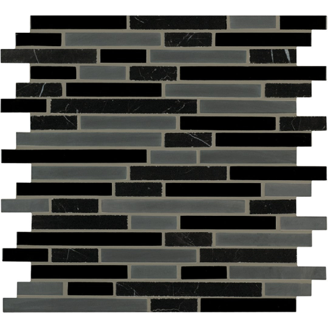 Crossville Ebb & Flow 11.75" x 13" Natural Stone and Glass Mixed Linear Mosaic