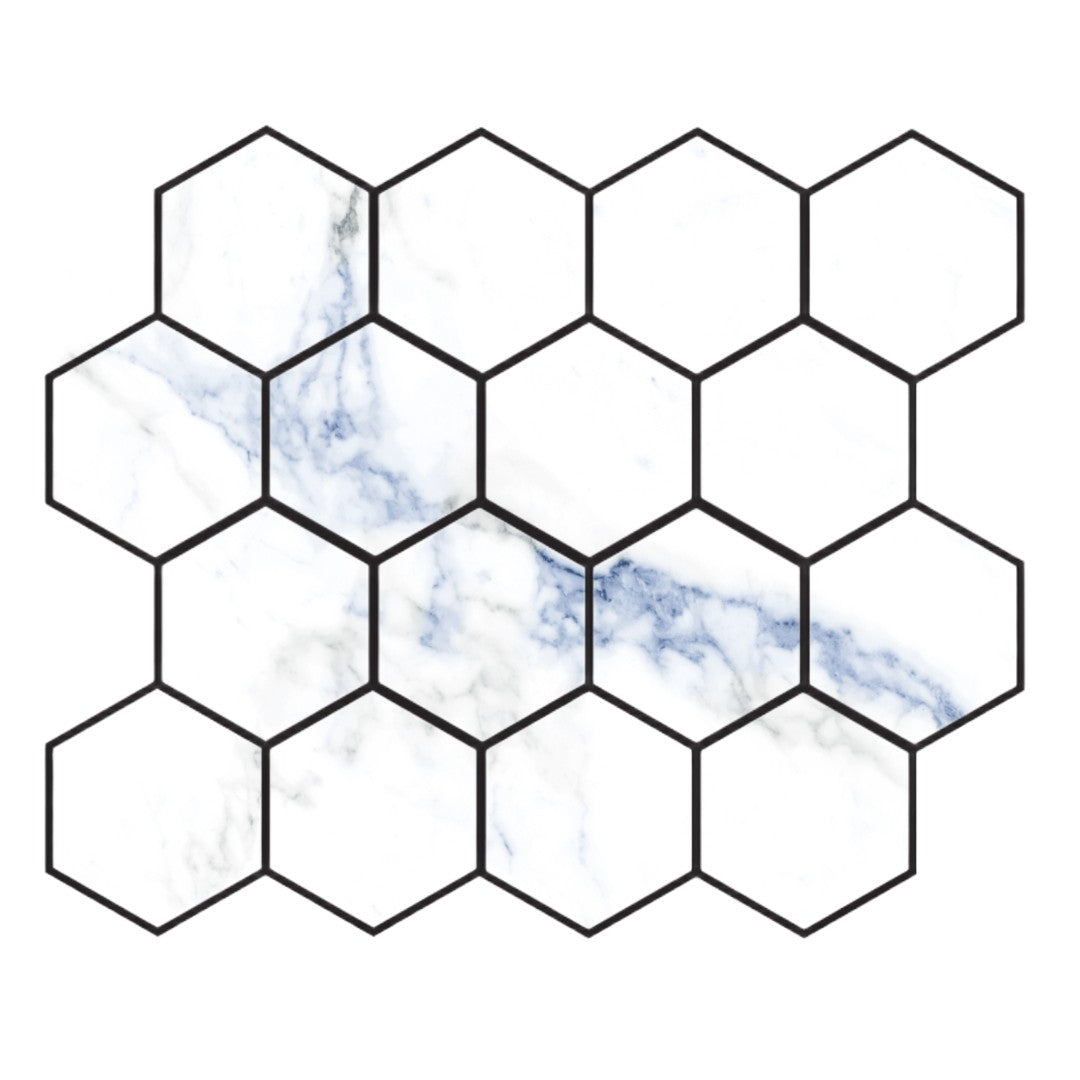 Tesoro Indigo 10.25" x 11.75" Rectified Polished Hexagon Porcelain Mosaic