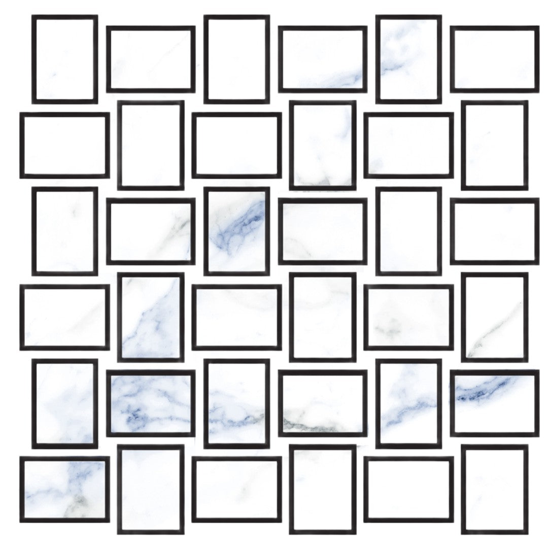 Tesoro Indigo 10.25" x 11.75" Rectified Matte Basketweave Porcelain Mosaic