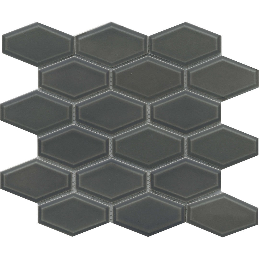 Emser Reward 10" x 11" Pressed Glossy Beveled Hexagon Porcelain Mosaic