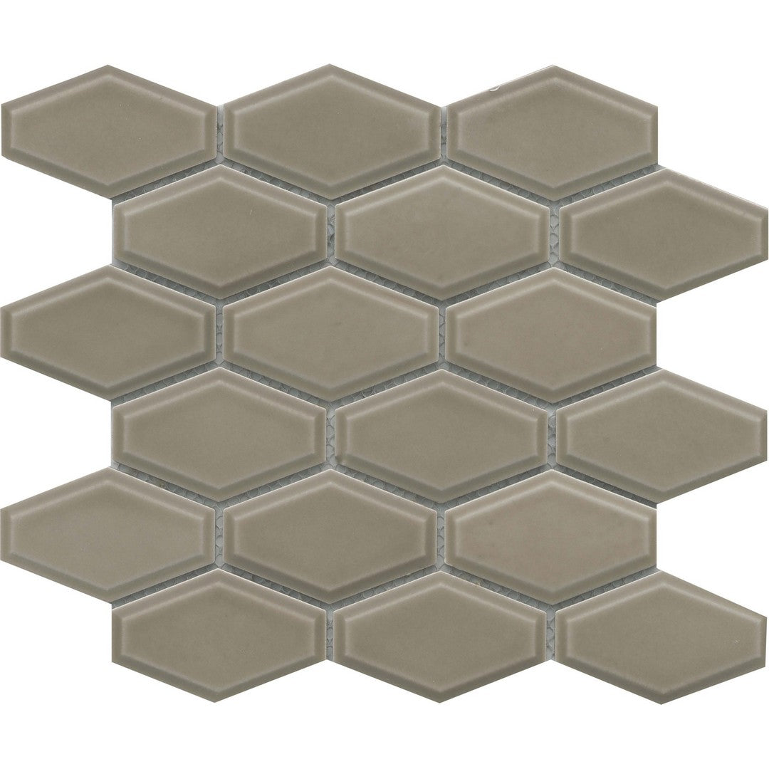 Emser Reward 10" x 11" Pressed Glossy Beveled Hexagon Porcelain Mosaic