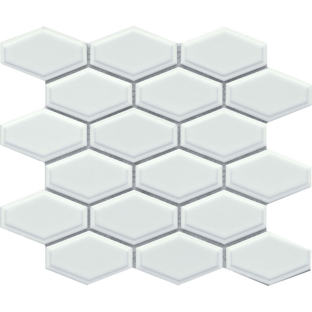 Emser Reward 10" x 11" Pressed Glossy Beveled Hexagon Porcelain Mosaic