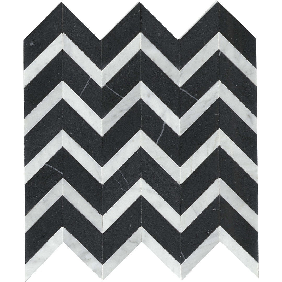 Emser Bizou 12" x 13" Polished Chevron Marble Mosaic