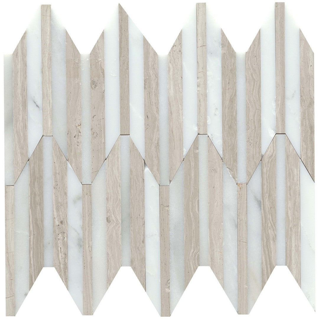 Emser Bizou 10" x 12" Polished Peak Marble Mosaic