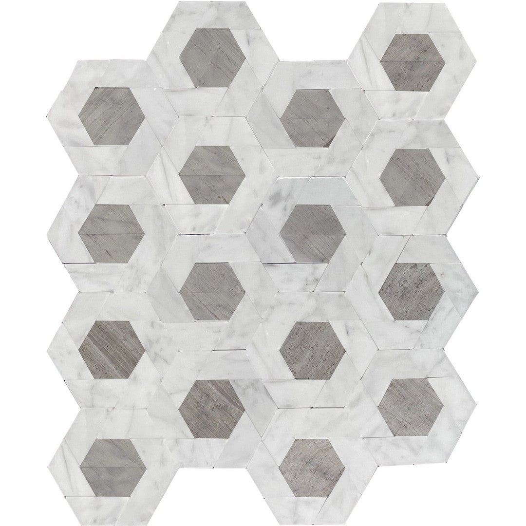 Emser Bizou 11" x 13" Polished Damask Marble Mosaic