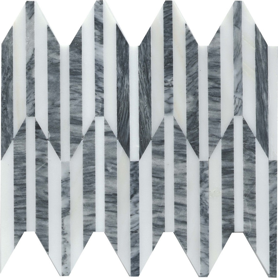 Emser Bizou 10" x 12" Polished Peak Marble Mosaic