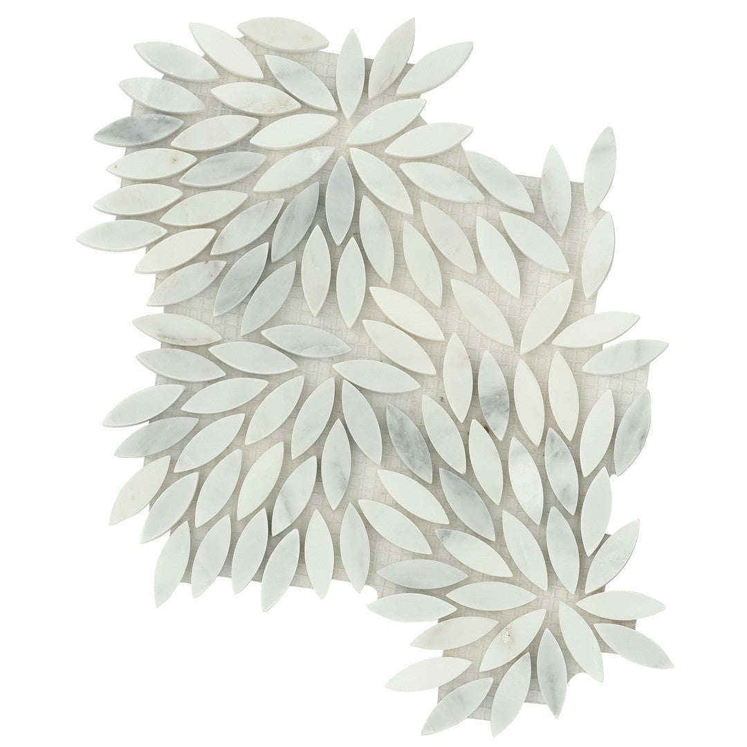 Emser Marble Winter Frost 9" x 10" Polished Marble Leaf Mosaic