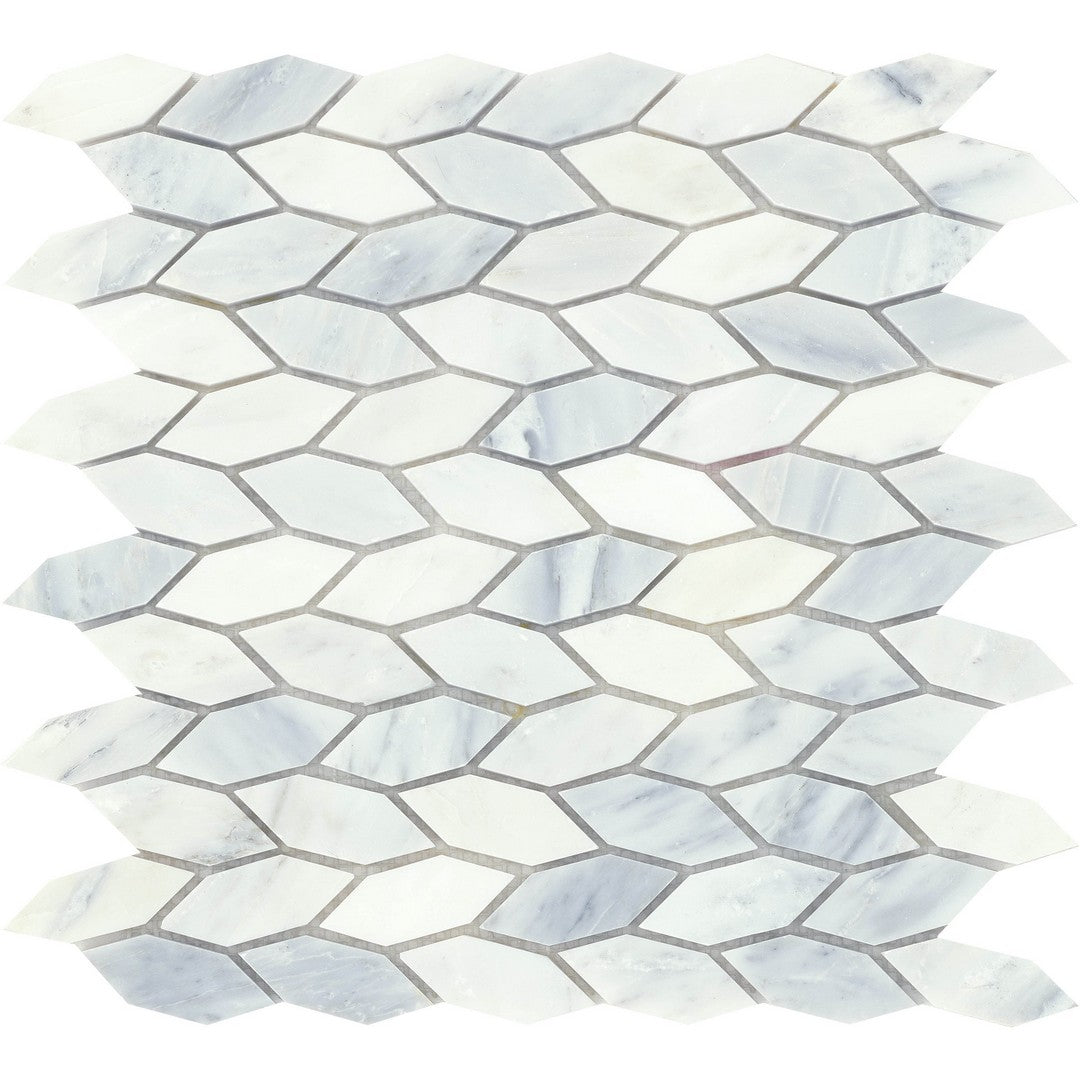 Emser Marble Winter Frost 12" x 12" Polished Marble Marquise Mosaic