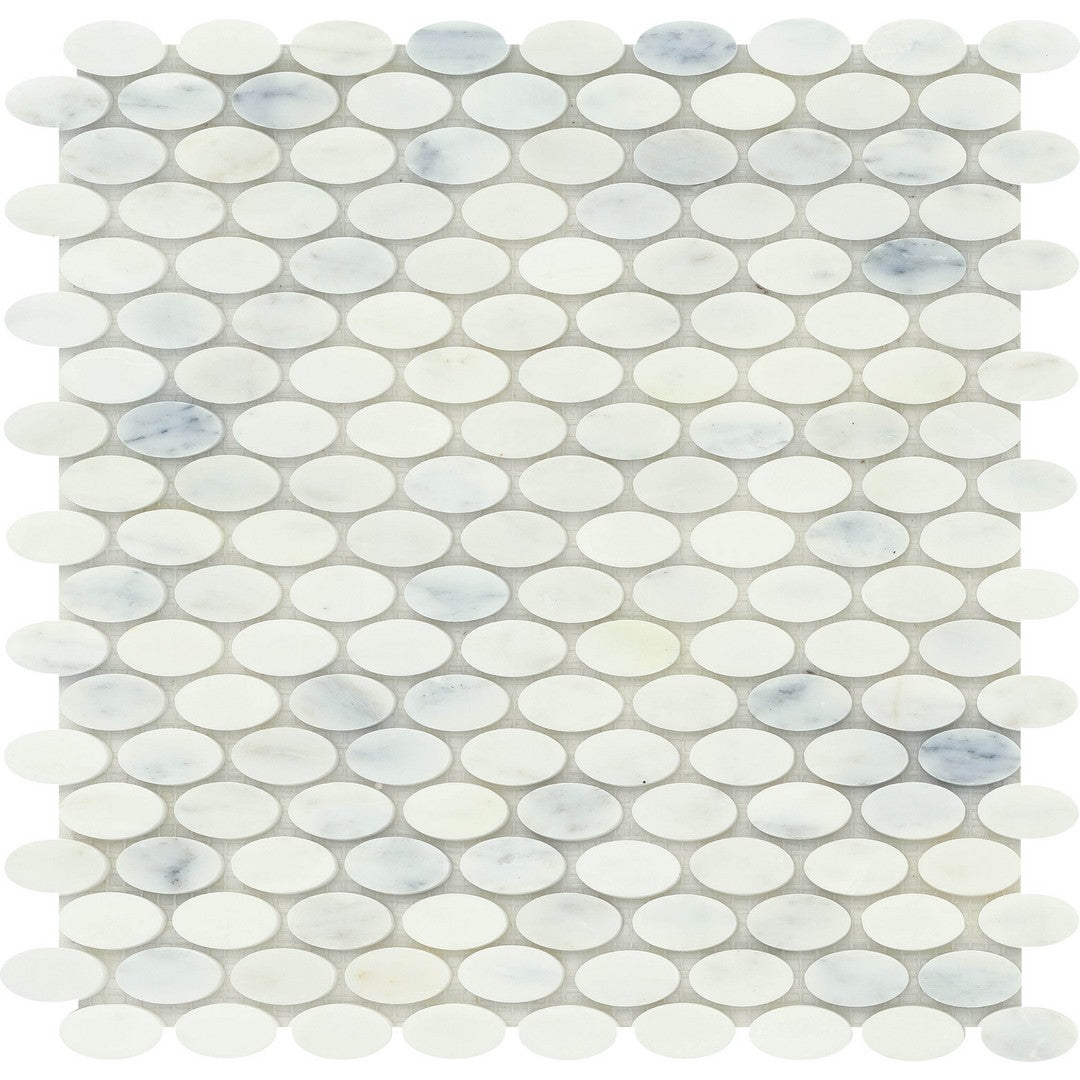 Emser Marble Winter Frost 12" x 12" Polished Marble Oval Mosaic