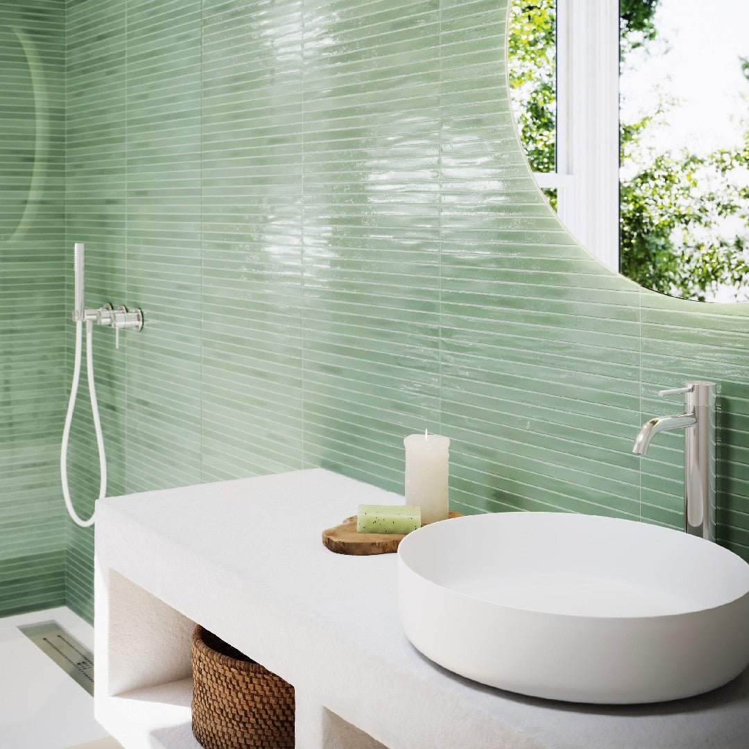 Emser-Paralline-5-x-18-Pressed-Glossy-Stacked-Ceramic-Mosaic-Sage