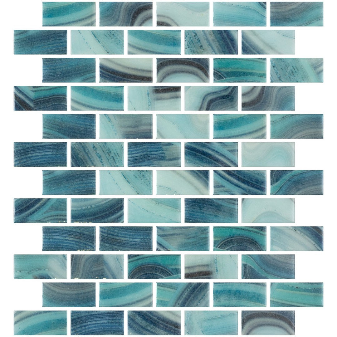 Emser Waterlace 10" x 12" Pressed Glossy Offset Glass Mosaic