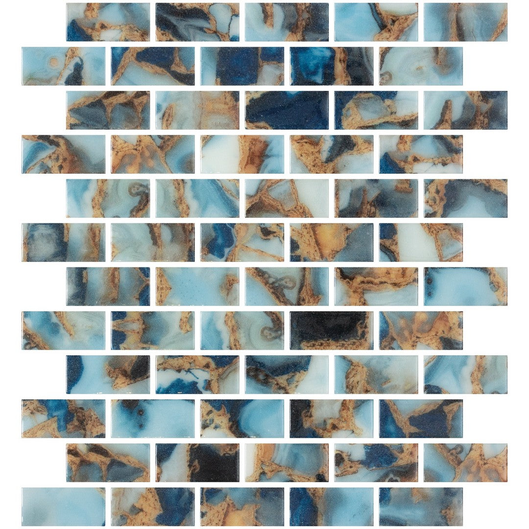 Emser Waterlace 10" x 12" Pressed Glossy Offset Glass Mosaic