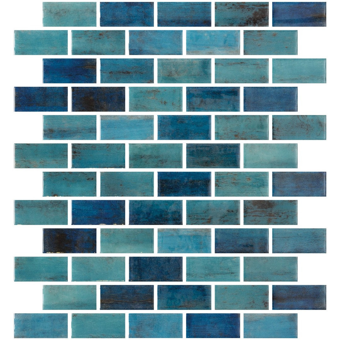 Emser Waterlace 10" x 12" Pressed Glossy Offset Glass Mosaic