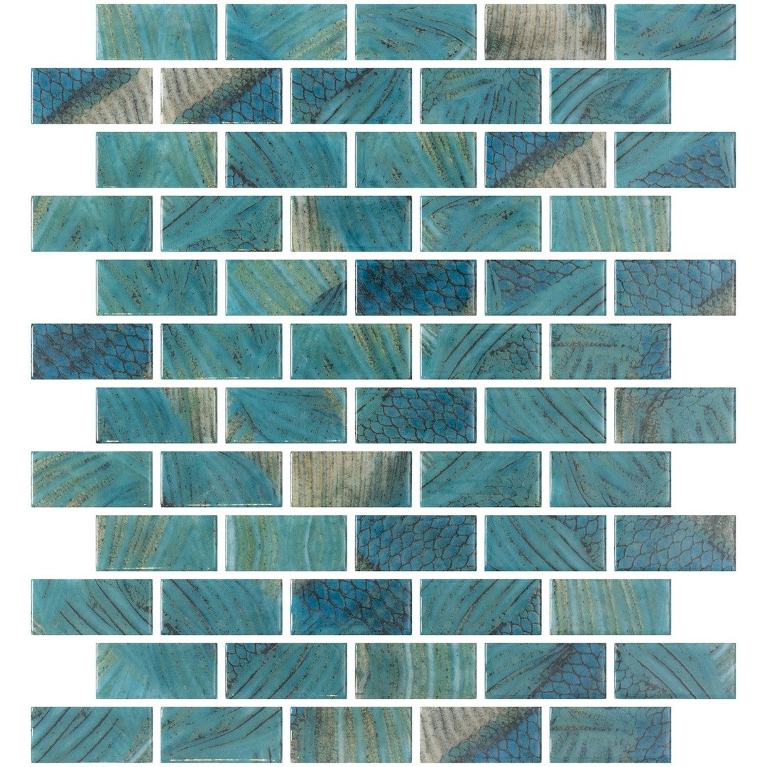 Emser Waterlace 10" x 12" Pressed Glossy Offset Glass Mosaic