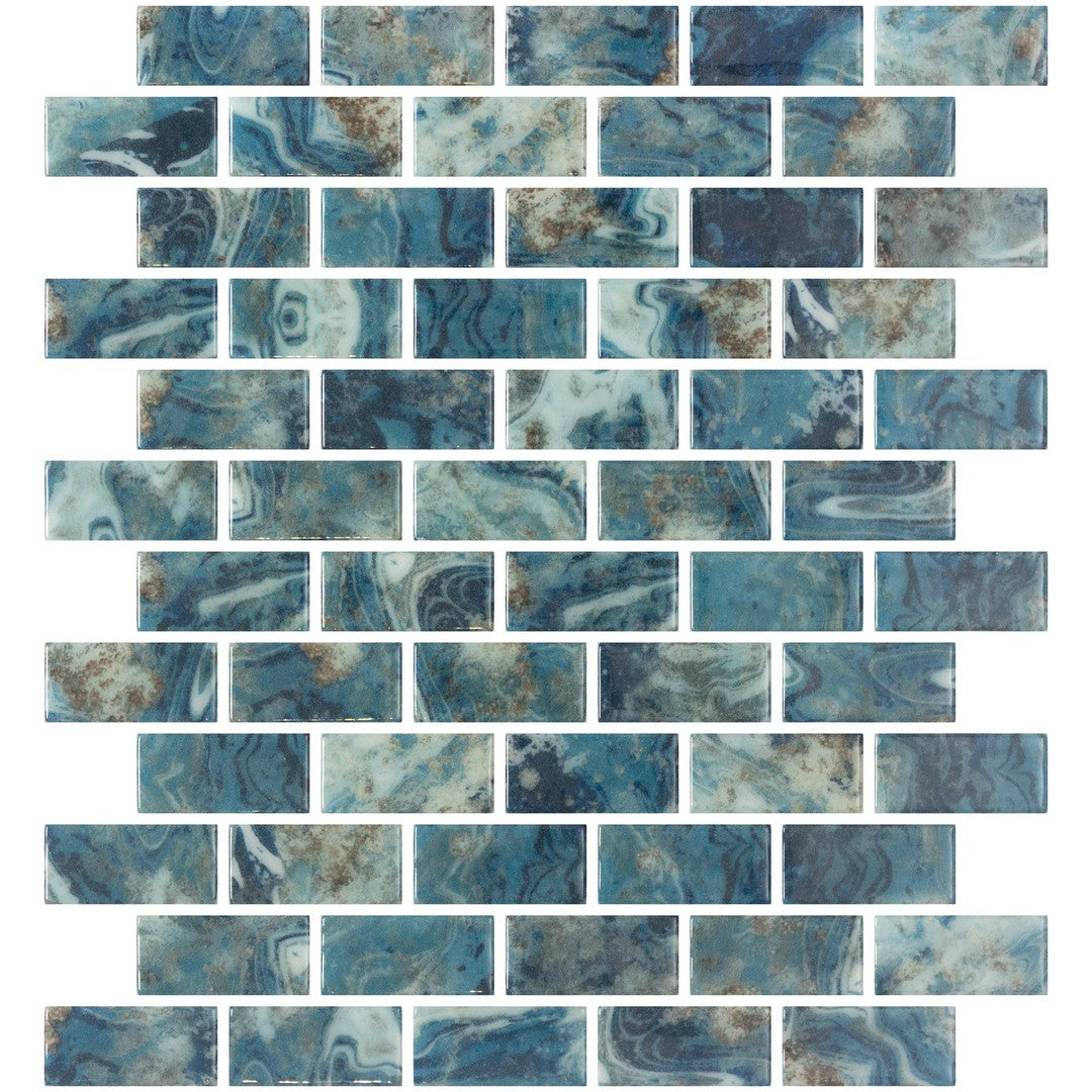 Emser Waterlace 10" x 12" Pressed Glossy Offset Glass Mosaic