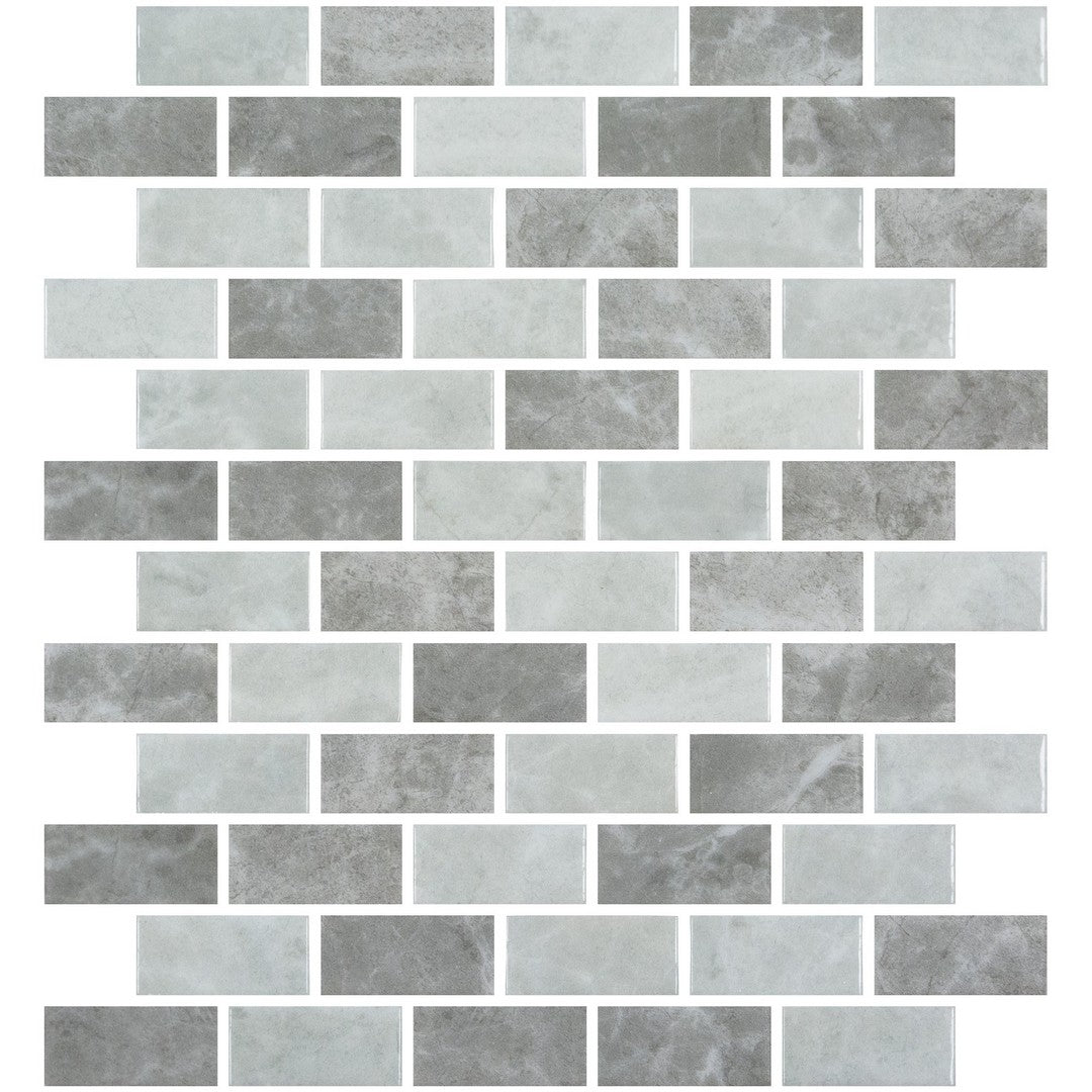 Emser Waterlace 10" x 12" Pressed Glossy Offset Glass Mosaic