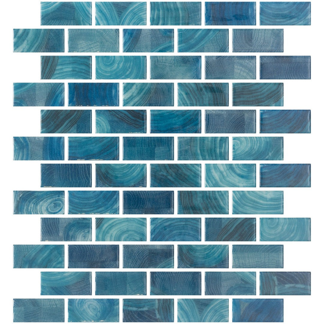 Emser Waterlace 10" x 12" Pressed Glossy Offset Glass Mosaic