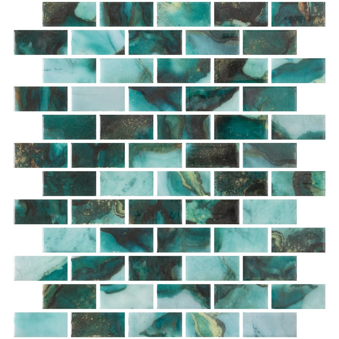Emser Waterlace 10" x 12" Pressed Glossy Offset Glass Mosaic