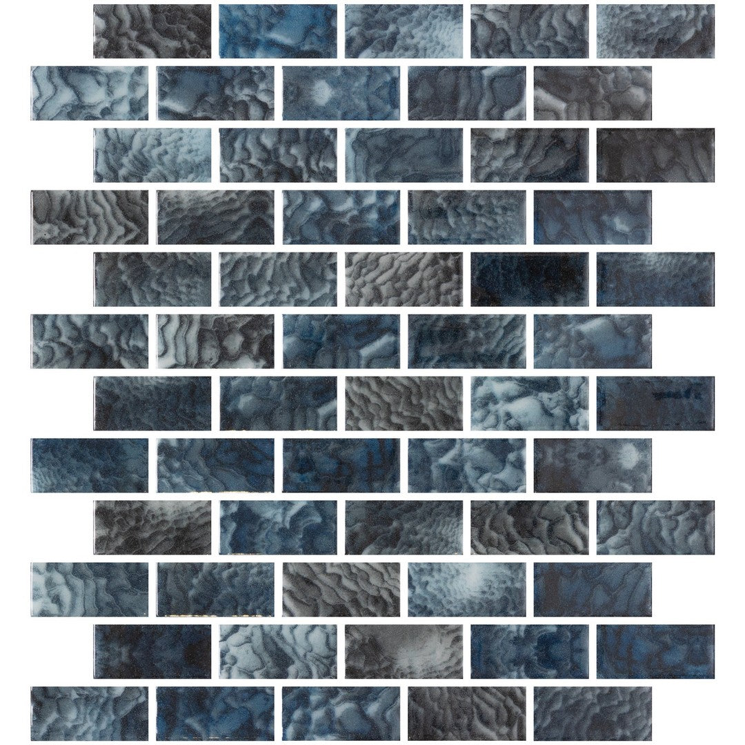 Emser Waterlace 10" x 12" Pressed Glossy Offset Glass Mosaic