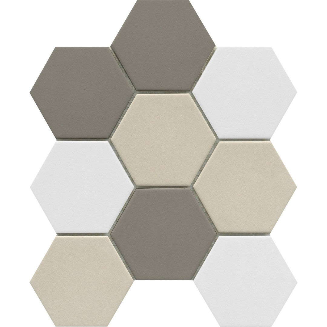 Emser Source 9" x 10" Matte 3" Hexagon Porcelain Mosaic